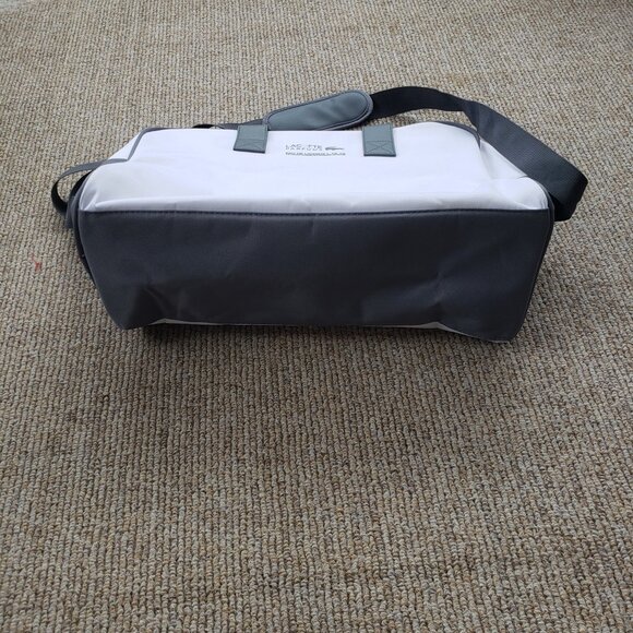 LACOSTE PARFUM L12-12 WHITE GRAY SPORT DUFFEL GYM WEEKEND LARGE BAG - Picture 3 of 9